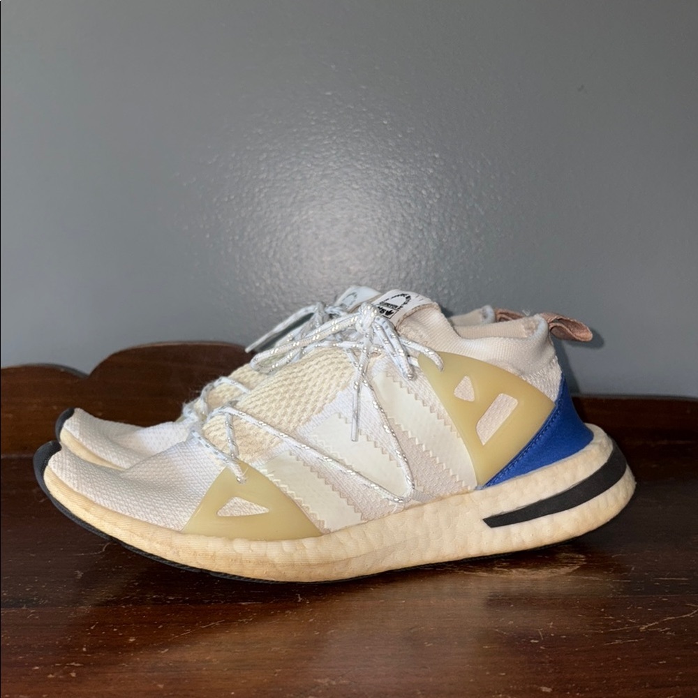 Adidas Cream and Blue Athletic Shoes